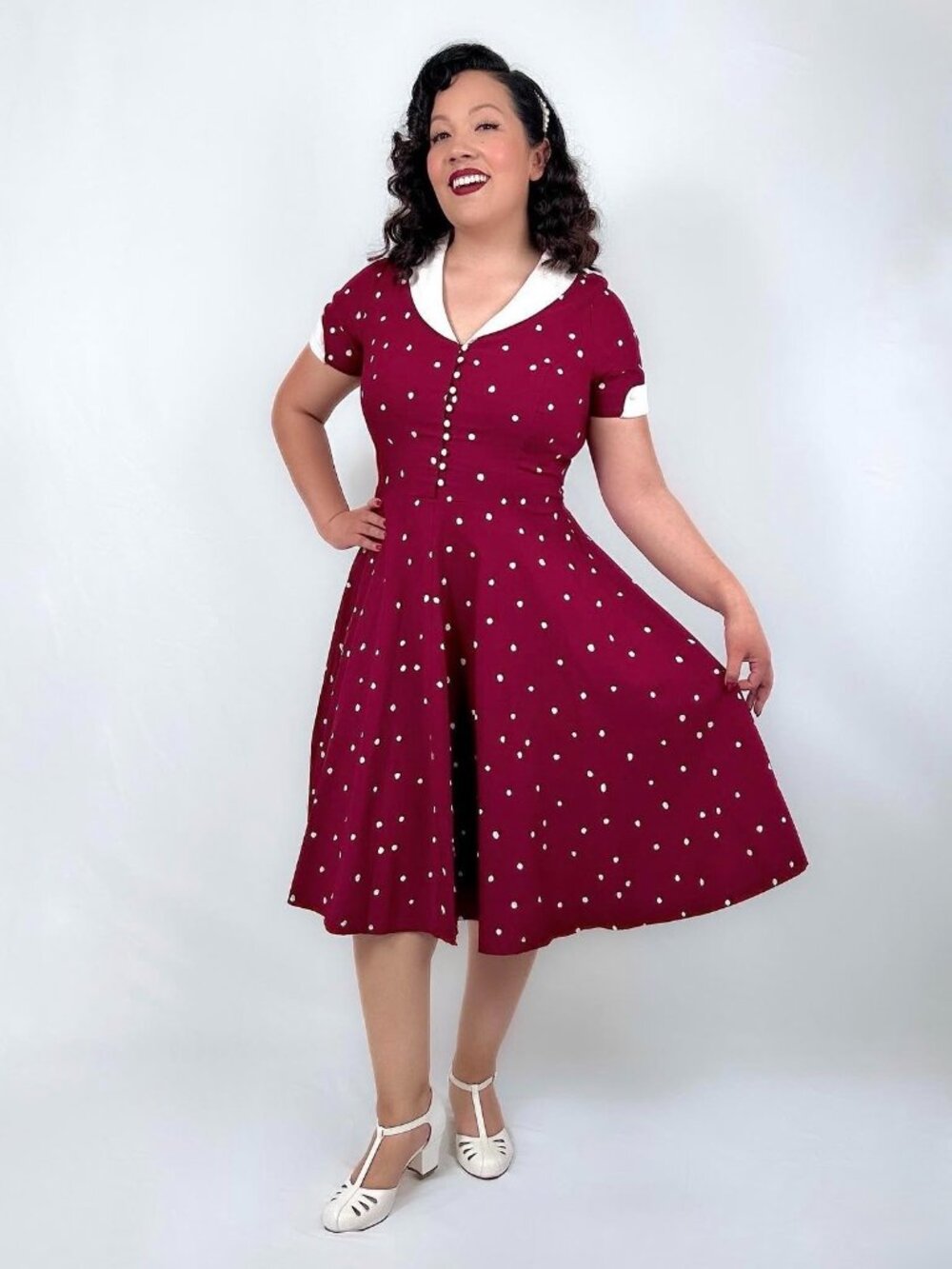 GownTown - L - 1950s Vintage Prom Swing Dress with Pockets